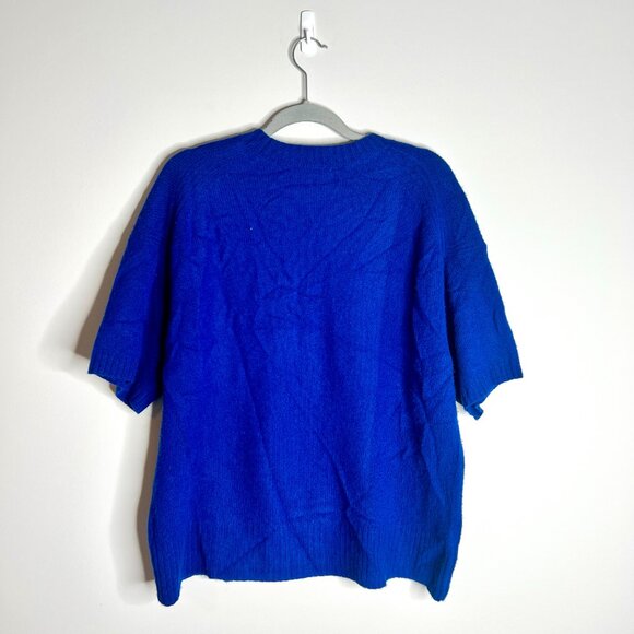J. Crew Oversized Vintage Wool Sweater-Tee 100% Lambswool Royal Blue Preppy Sz S - Picture 6 of 6